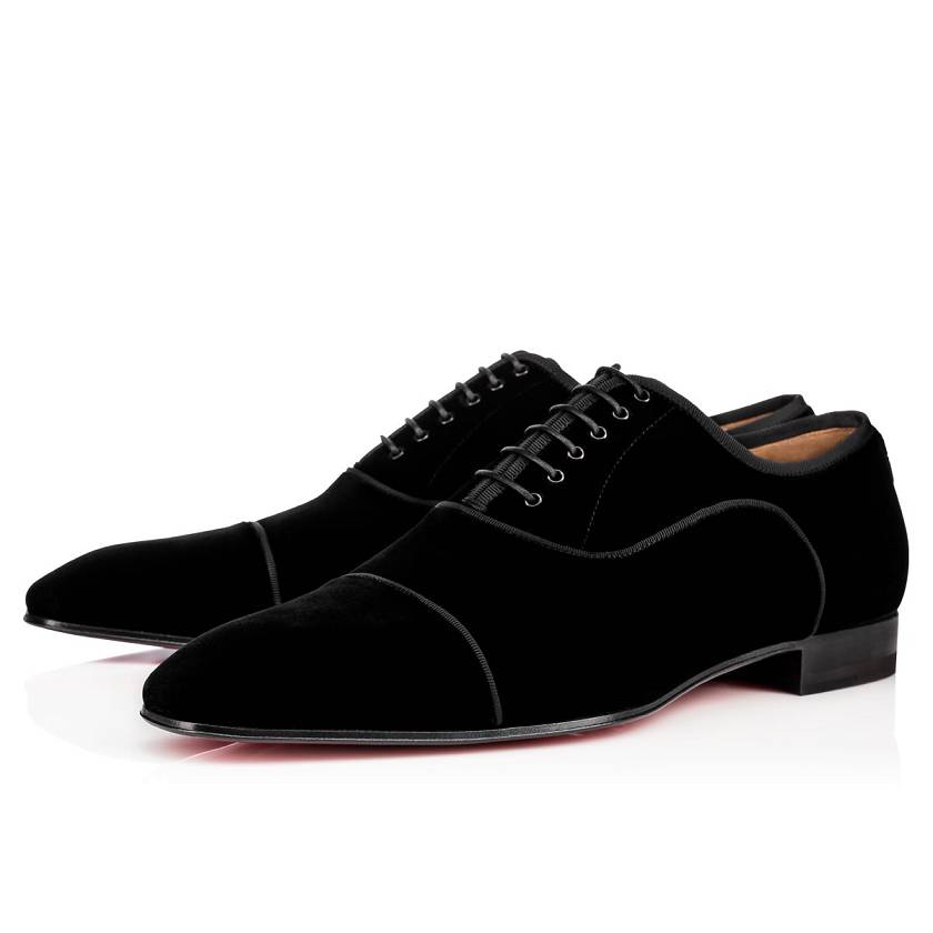 Men's Christian Louboutin Greggo Orlato Velvet Dress Shoes - Black [4108-729]